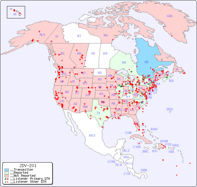 __North American Reception Map for ZDV-201