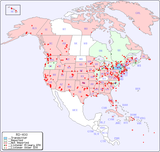 __North American Reception Map for RO-400