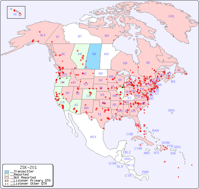 __North American Reception Map for ZSK-201