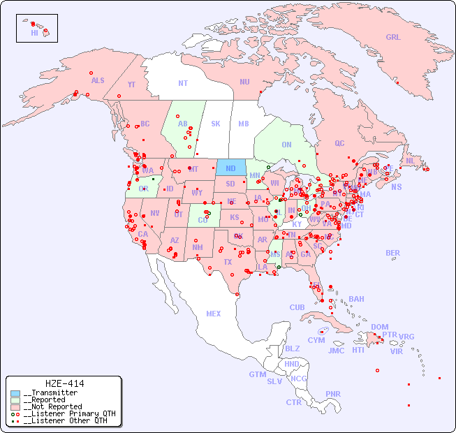 __North American Reception Map for HZE-414