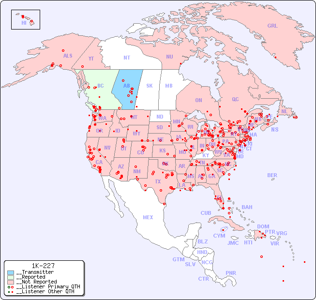 __North American Reception Map for 1K-227