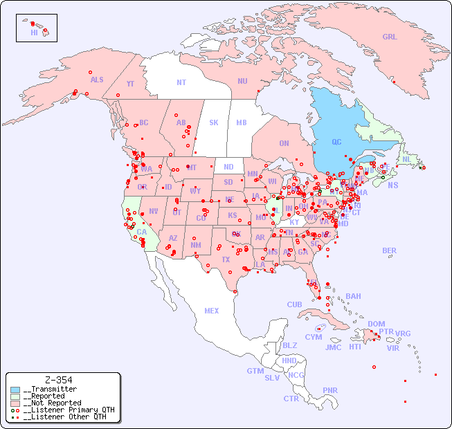 __North American Reception Map for Z-354