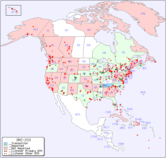 __North American Reception Map for DMZ-203