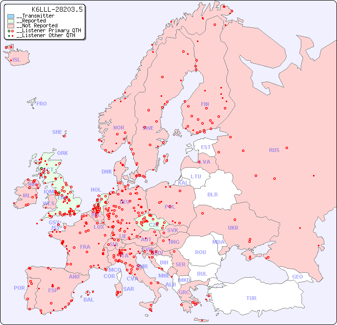 __European Reception Map for K6LLL-28203.5