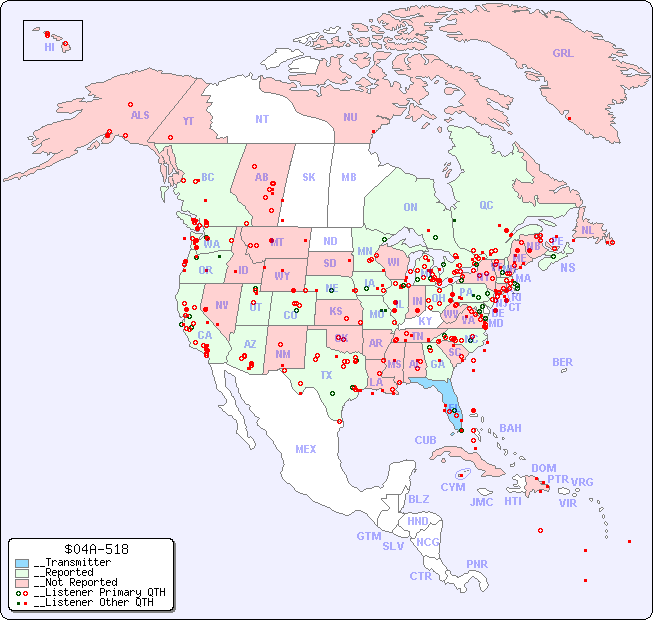 __North American Reception Map for $04A-518