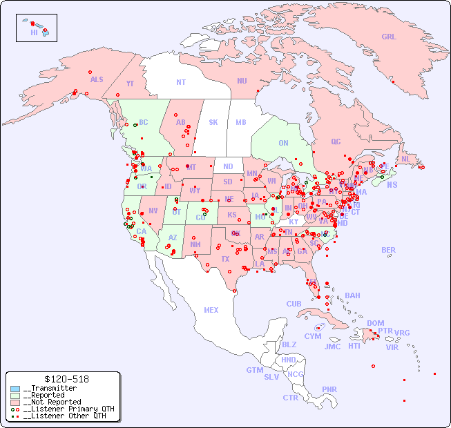 __North American Reception Map for $12O-518