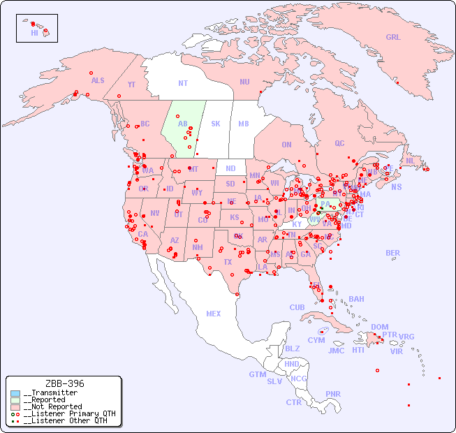 __North American Reception Map for ZBB-396