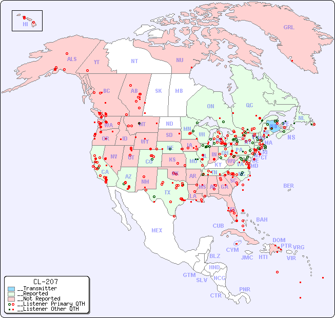 __North American Reception Map for CL-207