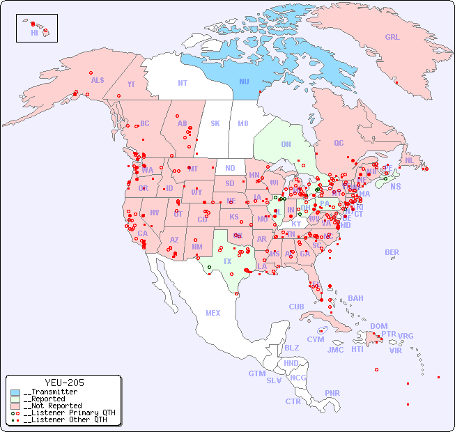 __North American Reception Map for YEU-205