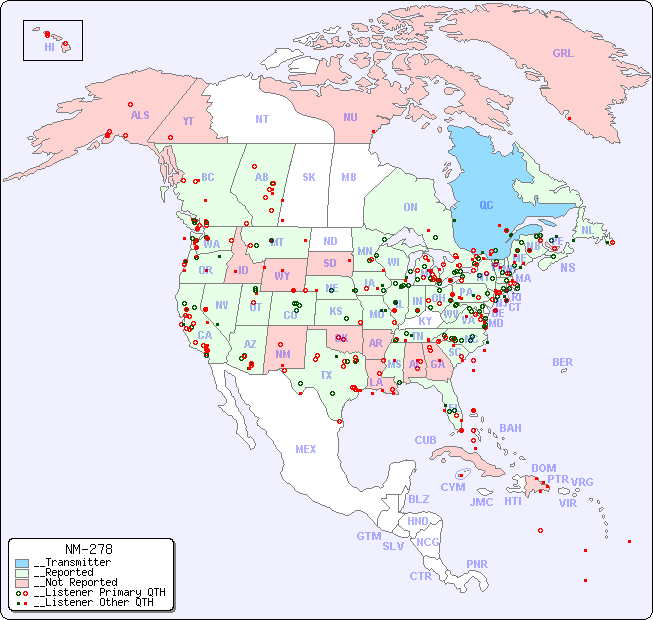 __North American Reception Map for NM-278