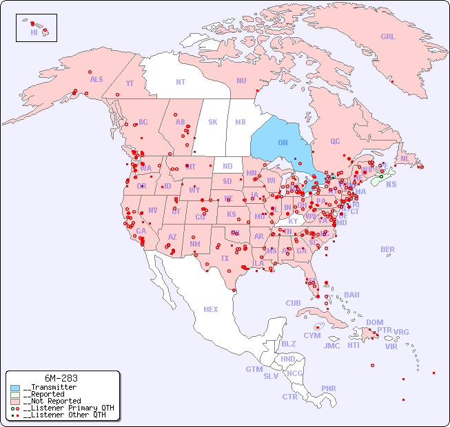 __North American Reception Map for 6M-283