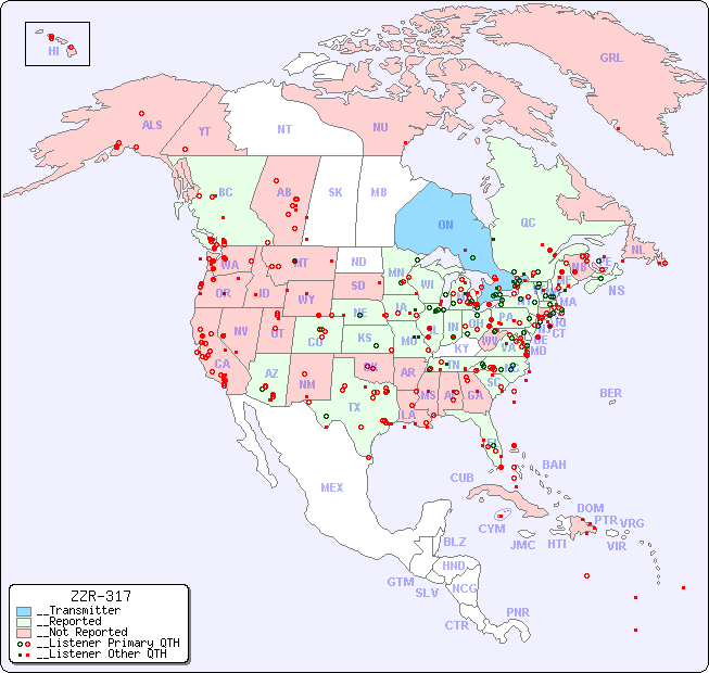 __North American Reception Map for ZZR-317