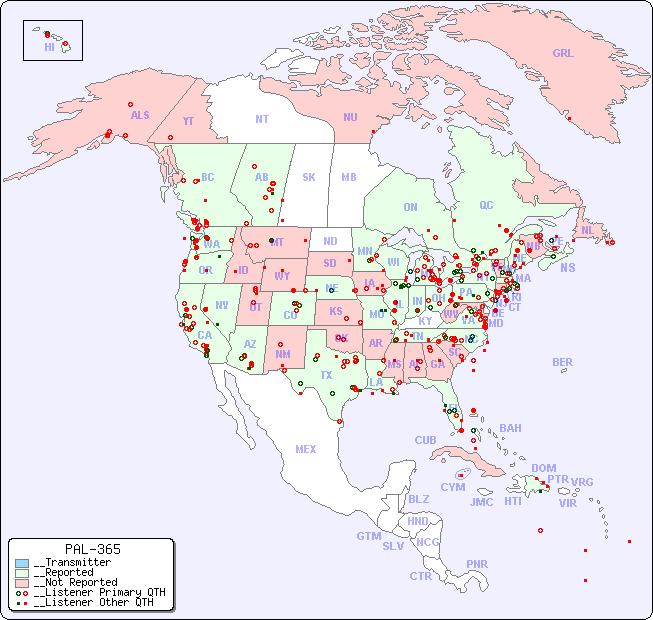 __North American Reception Map for PAL-365