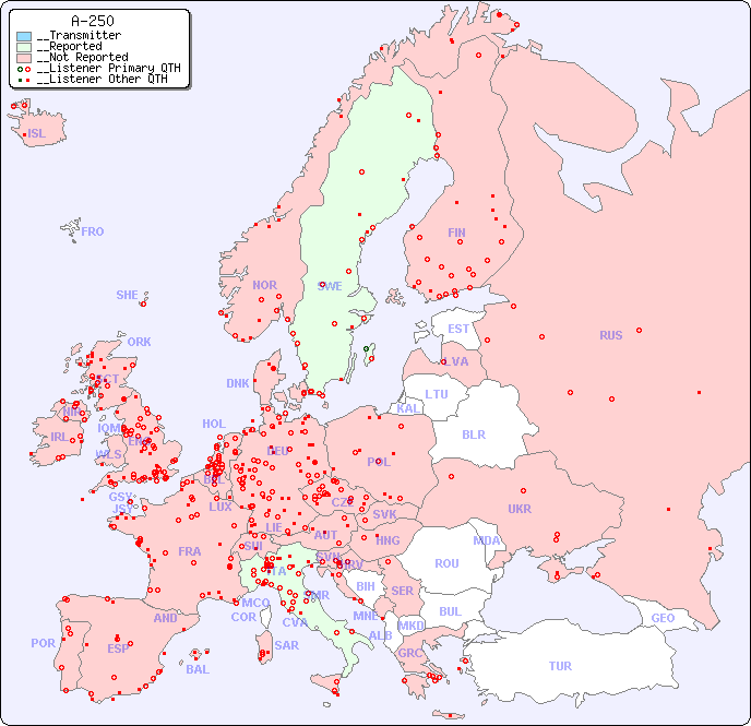 __European Reception Map for A-250