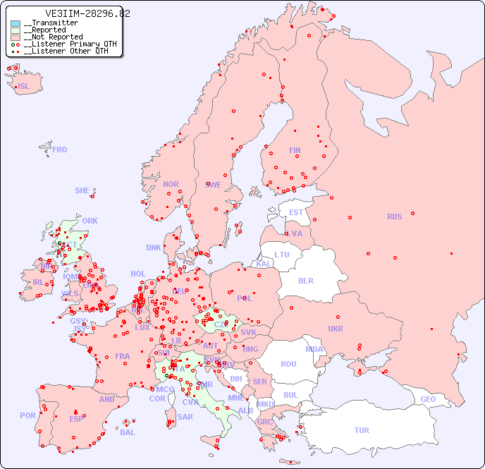 __European Reception Map for VE3IIM-28296.82