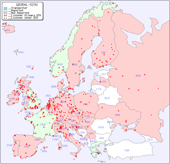 __European Reception Map for GB3RAL-5290