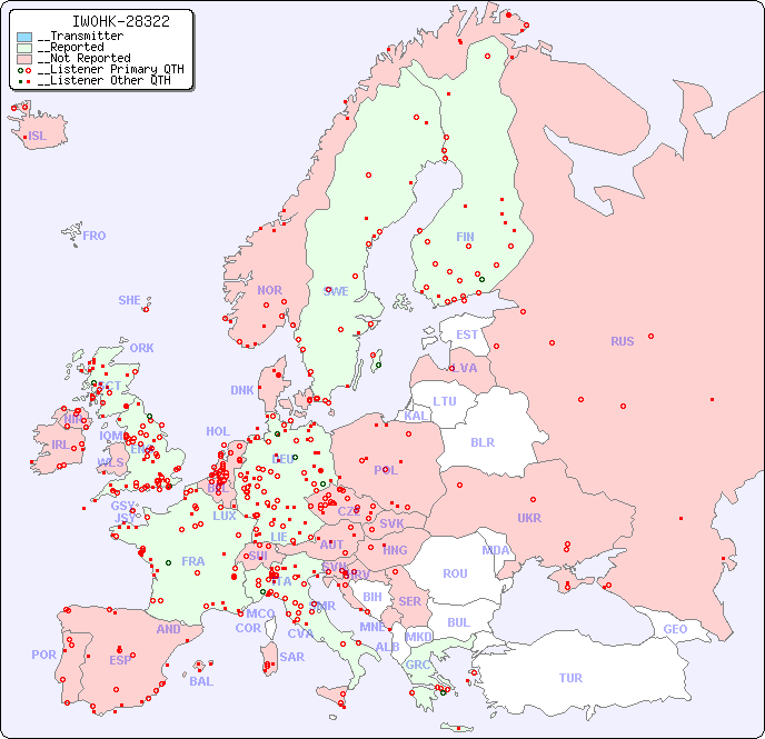 __European Reception Map for IW0HK-28322