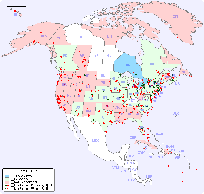 __North American Reception Map for ZZR-317