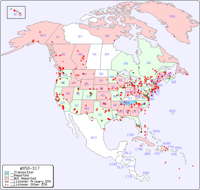 __North American Reception Map for #858-317