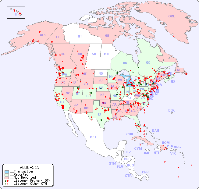 __North American Reception Map for #838-319