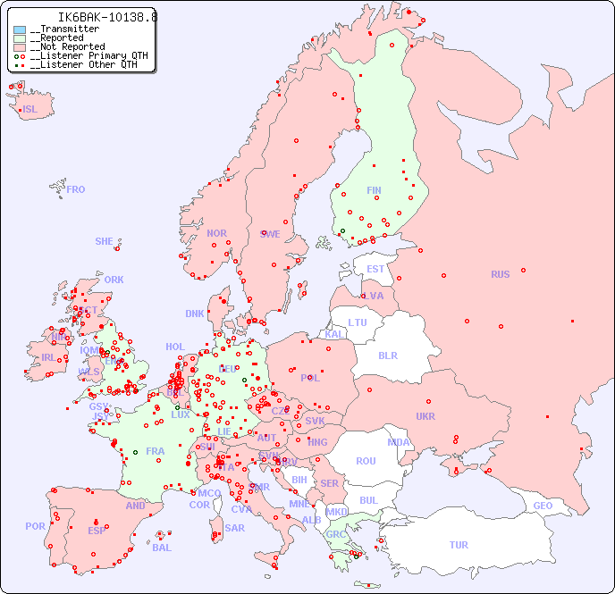 __European Reception Map for IK6BAK-10138.8