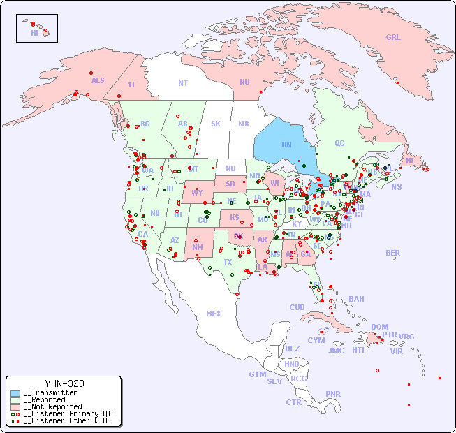 __North American Reception Map for YHN-329