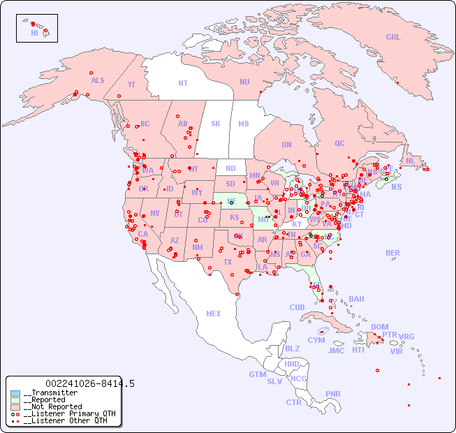 __North American Reception Map for 002241026-8414.5