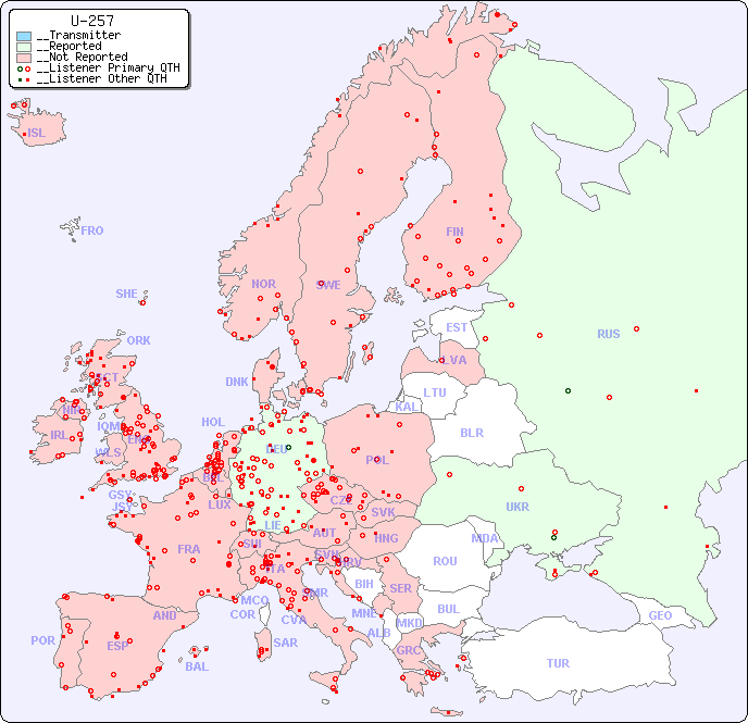 __European Reception Map for U-257