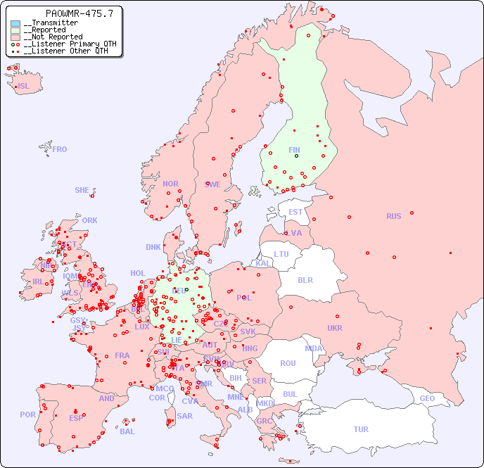 __European Reception Map for PA0WMR-475.7