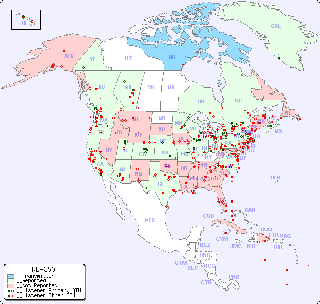 __North American Reception Map for RB-350