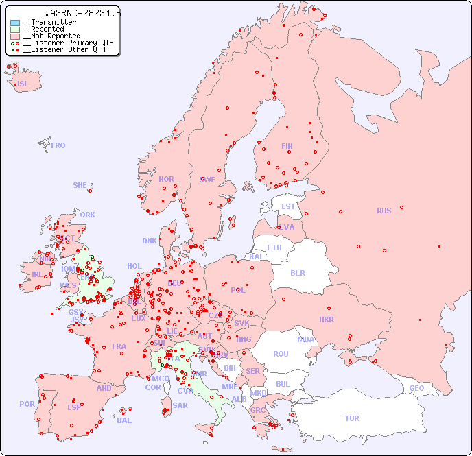 __European Reception Map for WA3RNC-28224.5