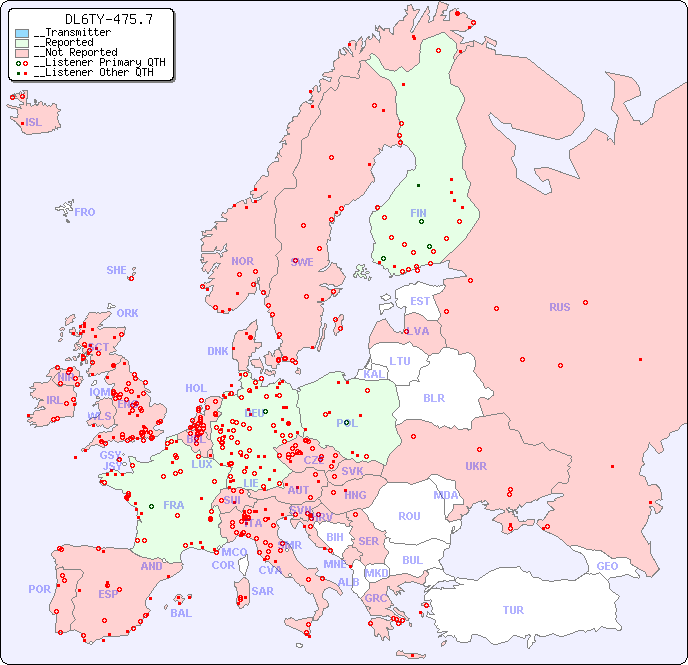 __European Reception Map for DL6TY-475.7