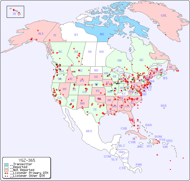 __North American Reception Map for YGZ-365