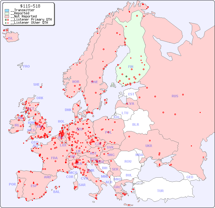 __European Reception Map for $11S-518