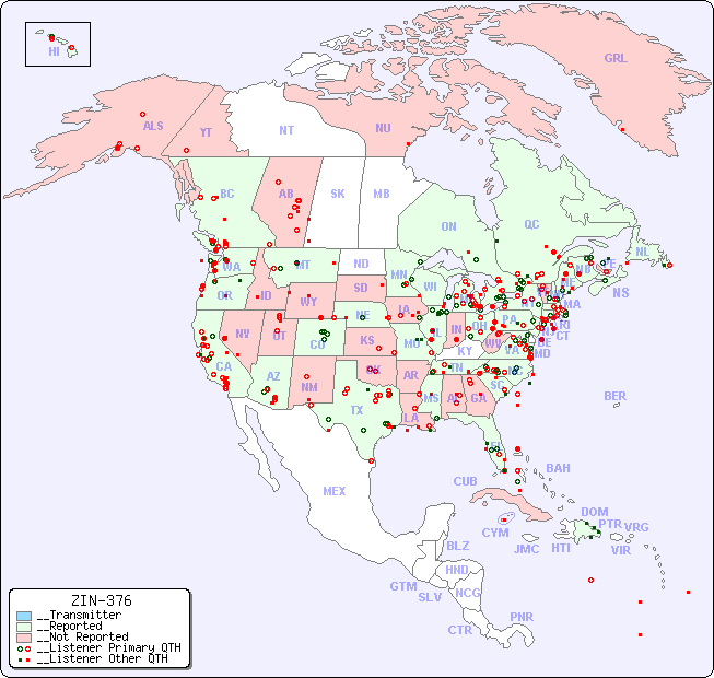 __North American Reception Map for ZIN-376