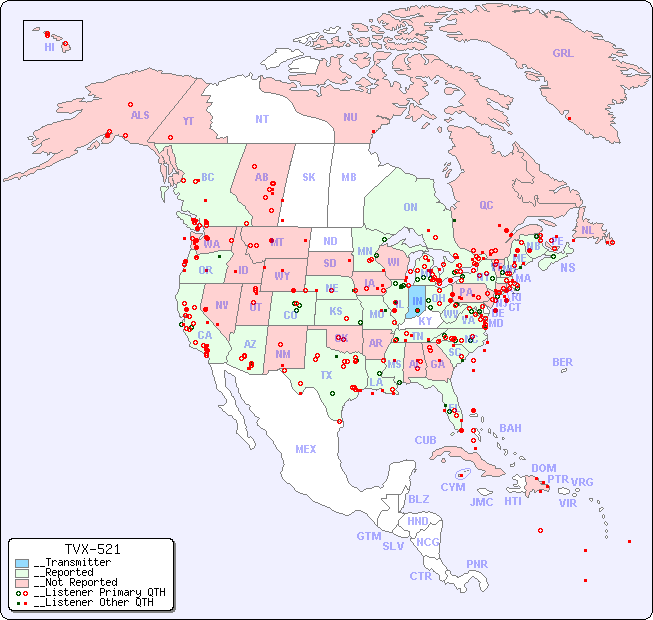 __North American Reception Map for TVX-521