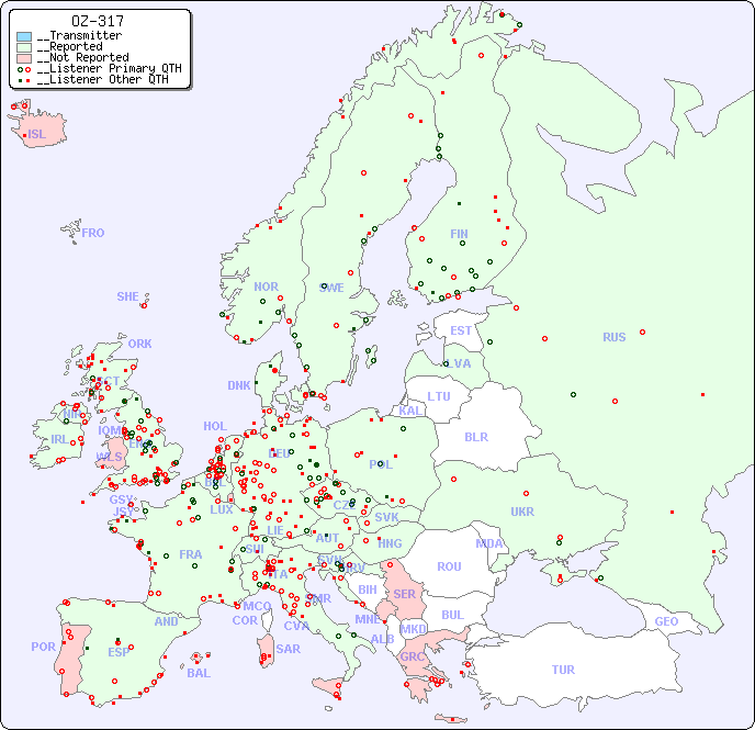 __European Reception Map for OZ-317