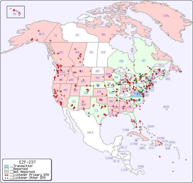 __North American Reception Map for EZF-237