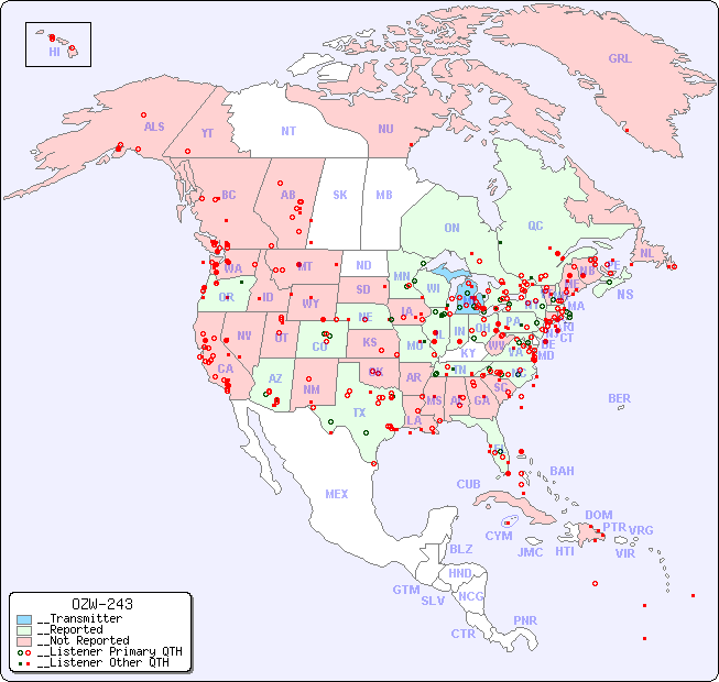__North American Reception Map for OZW-243
