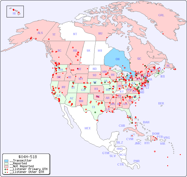 __North American Reception Map for $04H-518