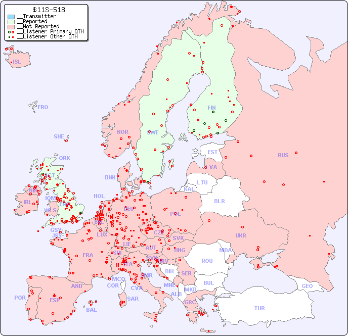 __European Reception Map for $11S-518