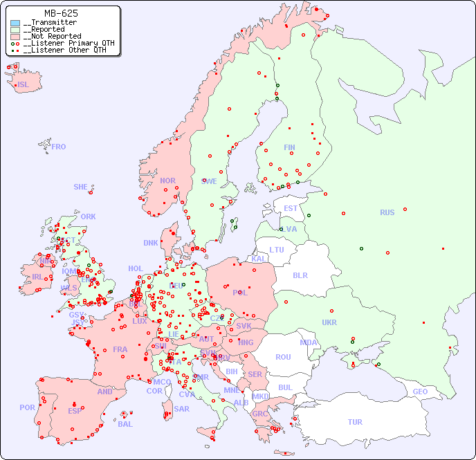 __European Reception Map for MB-625