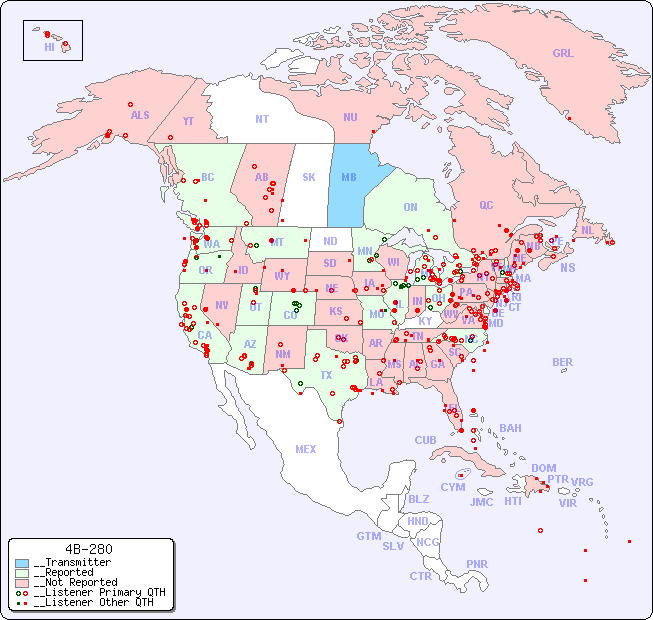 __North American Reception Map for 4B-280