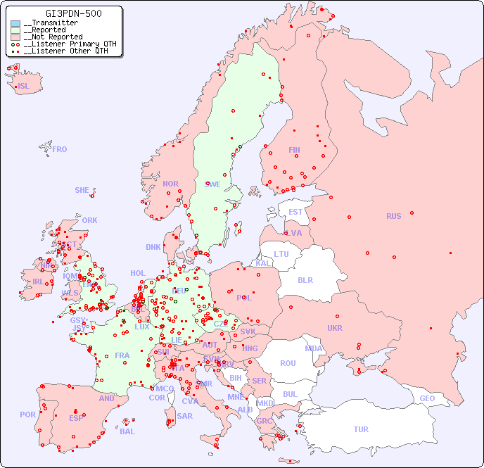 __European Reception Map for GI3PDN-500