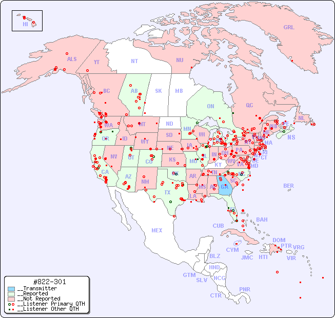 __North American Reception Map for #822-301