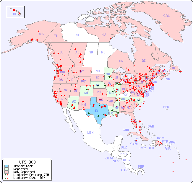 __North American Reception Map for UTS-308