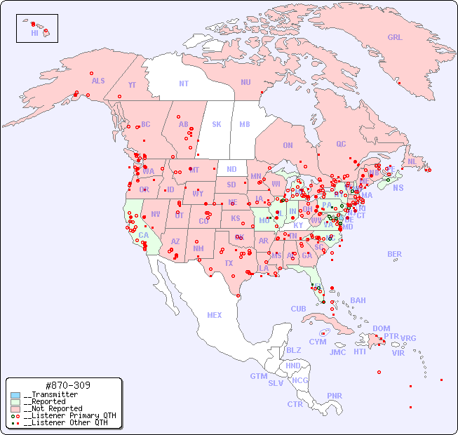 __North American Reception Map for #870-309