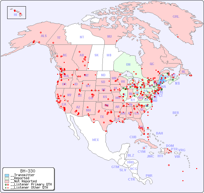 __North American Reception Map for BH-330