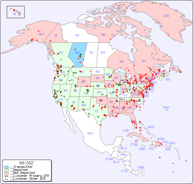 __North American Reception Map for XH-332