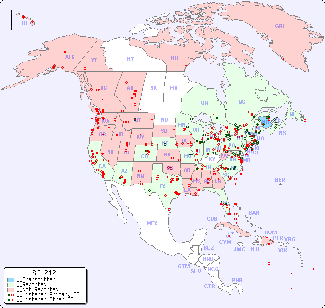 __North American Reception Map for SJ-212